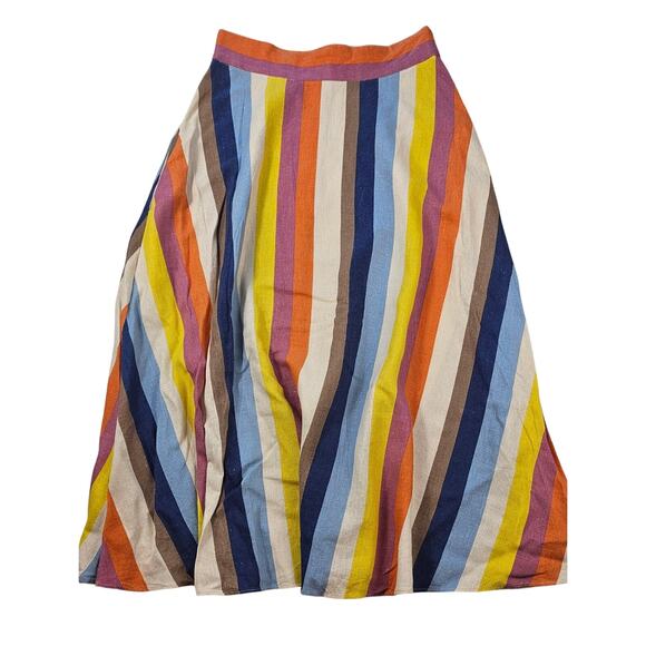 Gilli linen blend high rise maxi skirt with pockets bright colorful whimiscal S - Picture 2 of 8